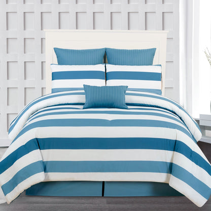 7-Piece: Cabana Stripe Reversible Hypoallergenic Comforter Set DailySale