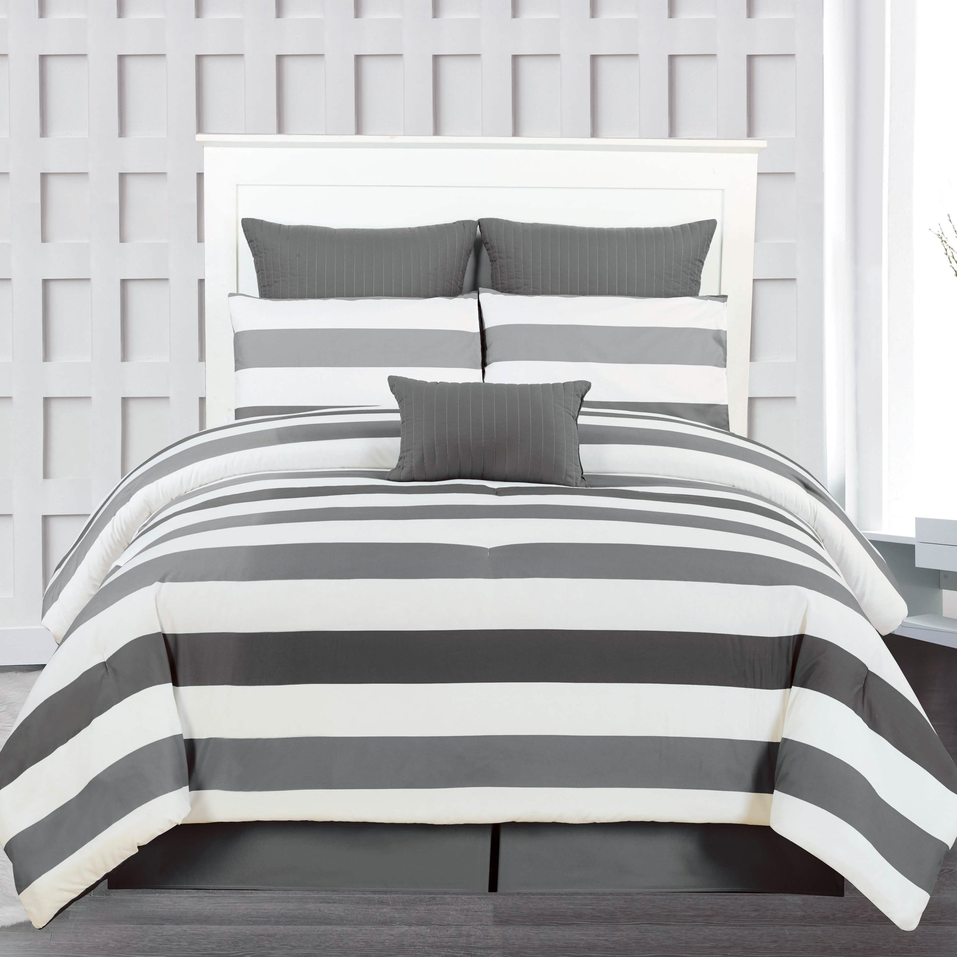 7-Piece: Cabana Stripe Reversible Hypoallergenic Comforter Set DailySale