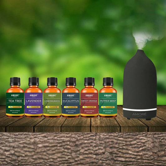 7-Piece: Ceramic Ultrasonic Aromatherapy Essential Oil Diffuser With Essential Oils DailySale