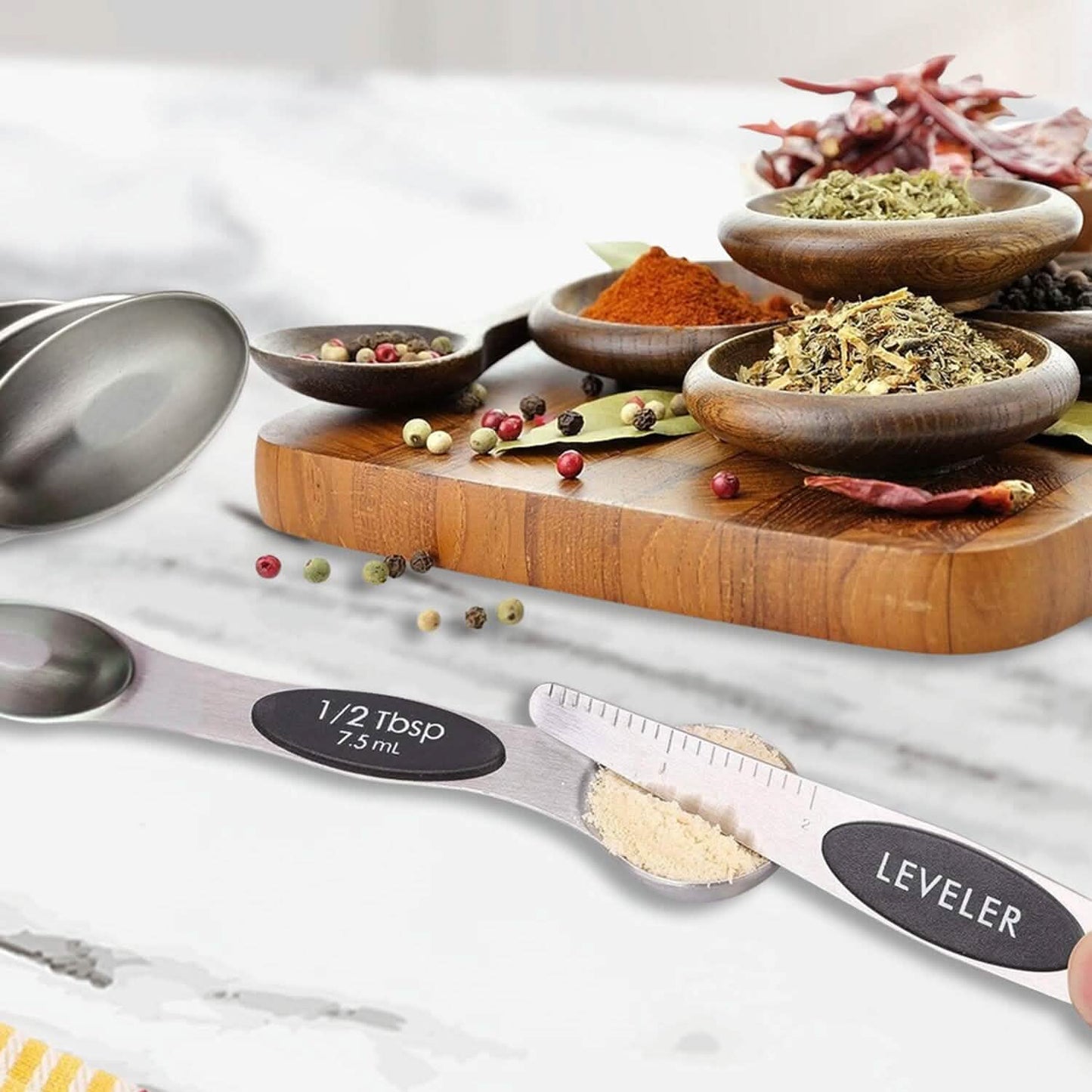 7-Piece: Double Sided Stackable Magnetic Measuring Spoons Set with Leveler DailySale