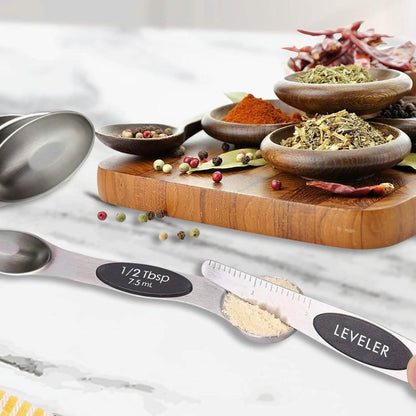 7-Piece: Double Sided Stackable Magnetic Measuring Spoons Set with Leveler DailySale