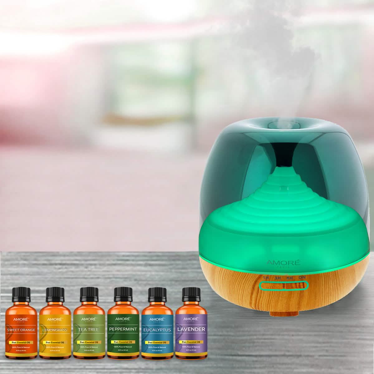 7-Piece: Premium Ultrasonic Aromatherapy Cool Mist Humidifier Diffuser with Essential Oil Gift Set DailySale