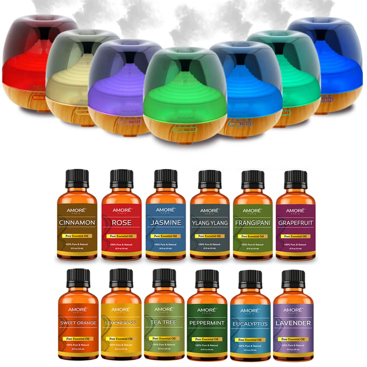 7-Piece: Premium Ultrasonic Aromatherapy Cool Mist Humidifier Diffuser with Essential Oil Gift Set DailySale