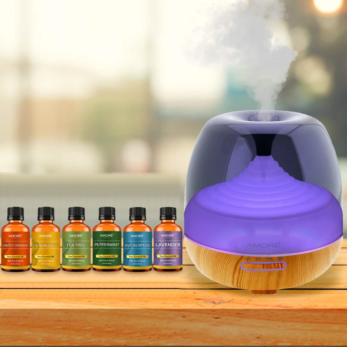 7-Piece: Premium Ultrasonic Aromatherapy Cool Mist Humidifier Diffuser with Essential Oil Gift Set DailySale
