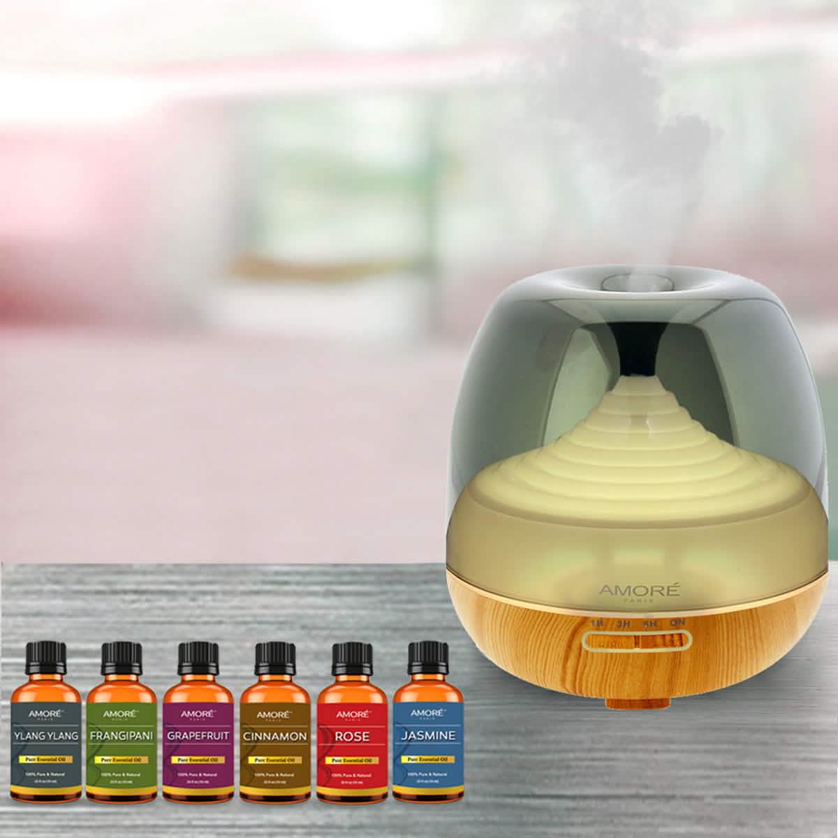 7-Piece: Premium Ultrasonic Aromatherapy Cool Mist Humidifier Diffuser with Essential Oil Gift Set DailySale