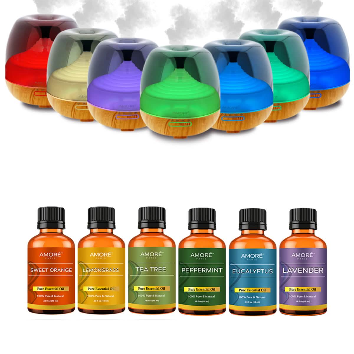 7-Piece: Premium Ultrasonic Aromatherapy Cool Mist Humidifier Diffuser with Essential Oil Gift Set DailySale