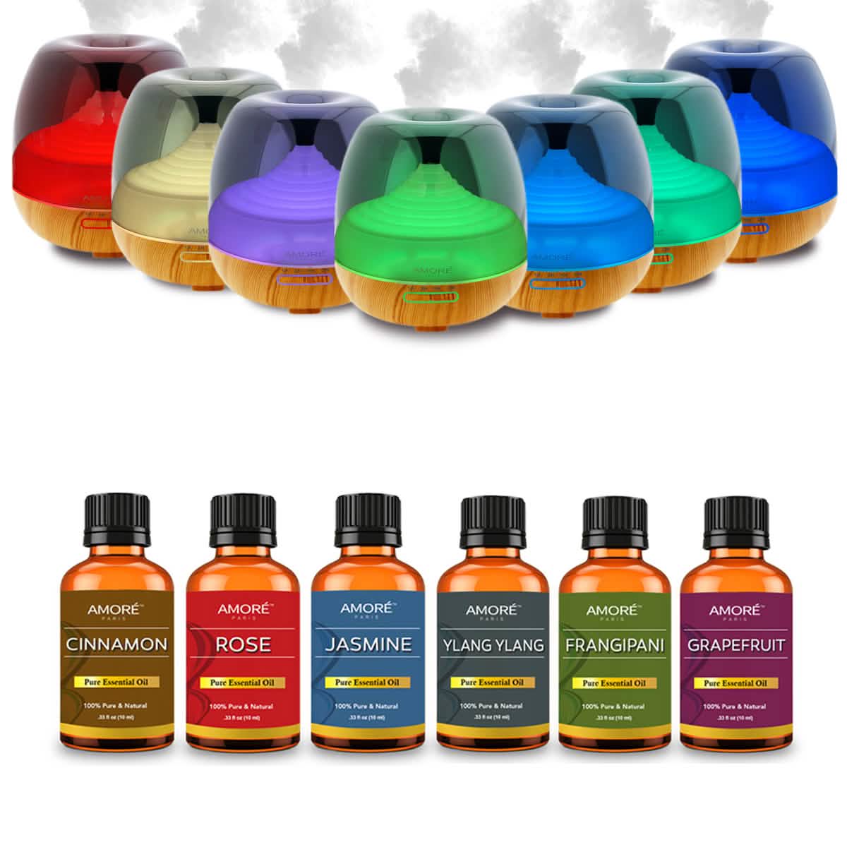 7-Piece: Premium Ultrasonic Aromatherapy Cool Mist Humidifier Diffuser with Essential Oil Gift Set DailySale