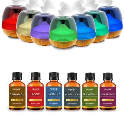 7-Piece: Premium Ultrasonic Aromatherapy Cool Mist Humidifier Diffuser with Essential Oil Gift Set DailySale