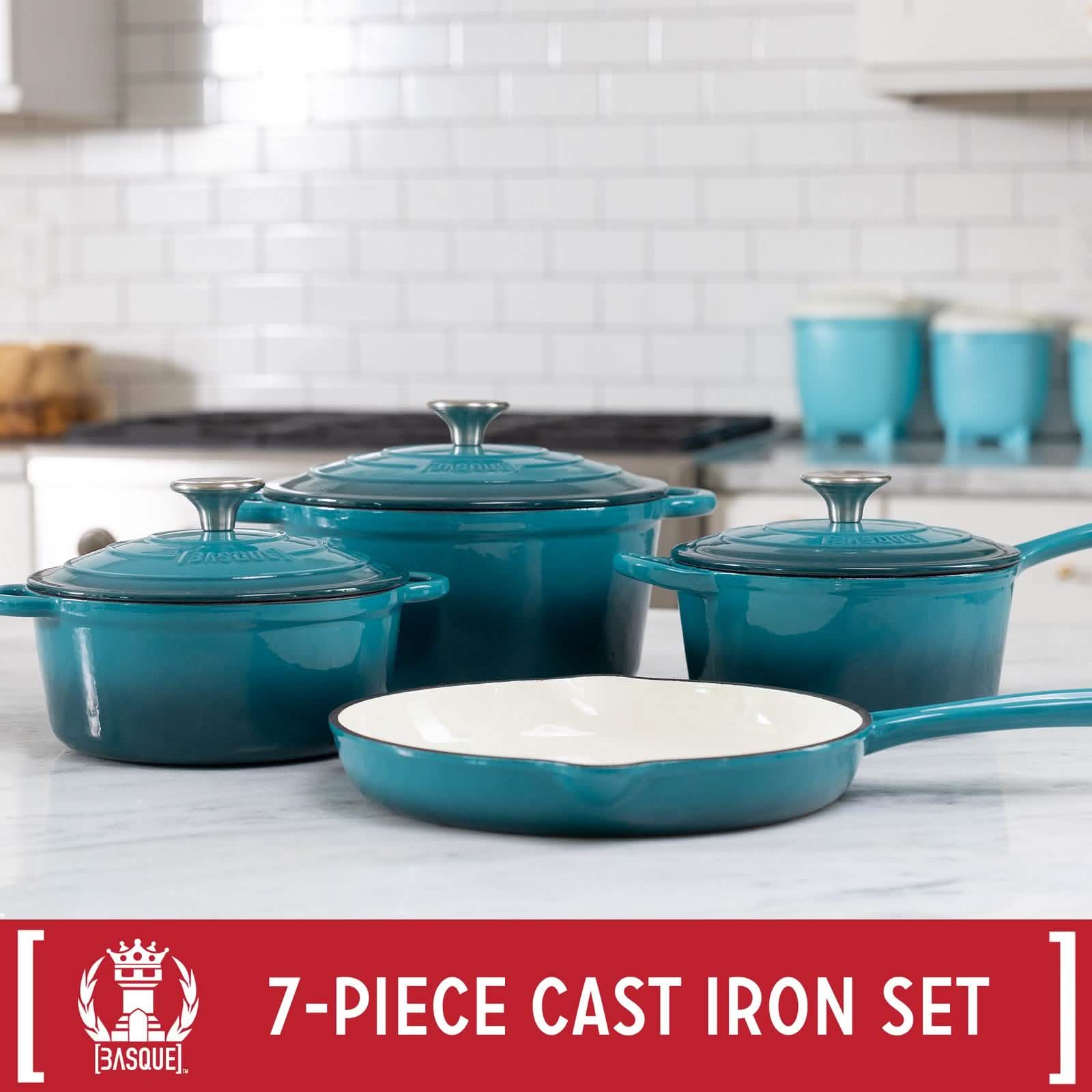 7-Piece Set: Basque Enameled Cast Iron Cookware Set DailySale