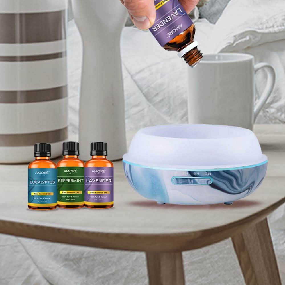 7-Piece Set: Hydro Dipped Ultrasonic Aromatherapy Diffuser With Essential Oil Gift Set DailySale