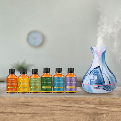 7-Piece Set: Hydro Dipped Ultrasonic Aromatherapy Diffuser With Essential Oil Gift Set DailySale