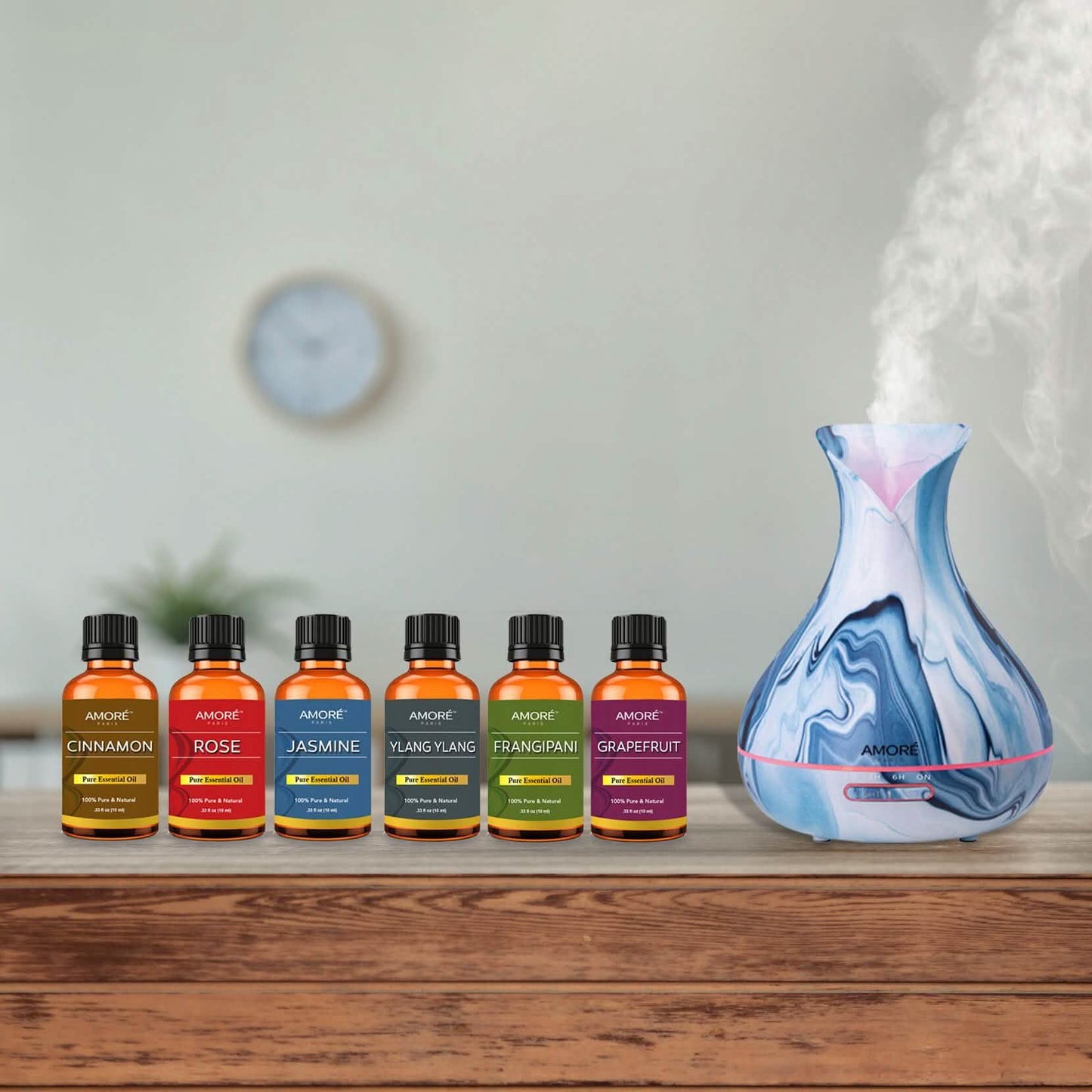 7-Piece Set: Hydro Dipped Ultrasonic Aromatherapy Diffuser With Essential Oil Gift Set DailySale