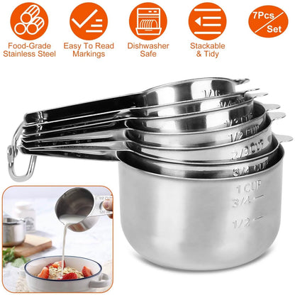 7-Piece: Stainless Steel Measuring Cups DailySale