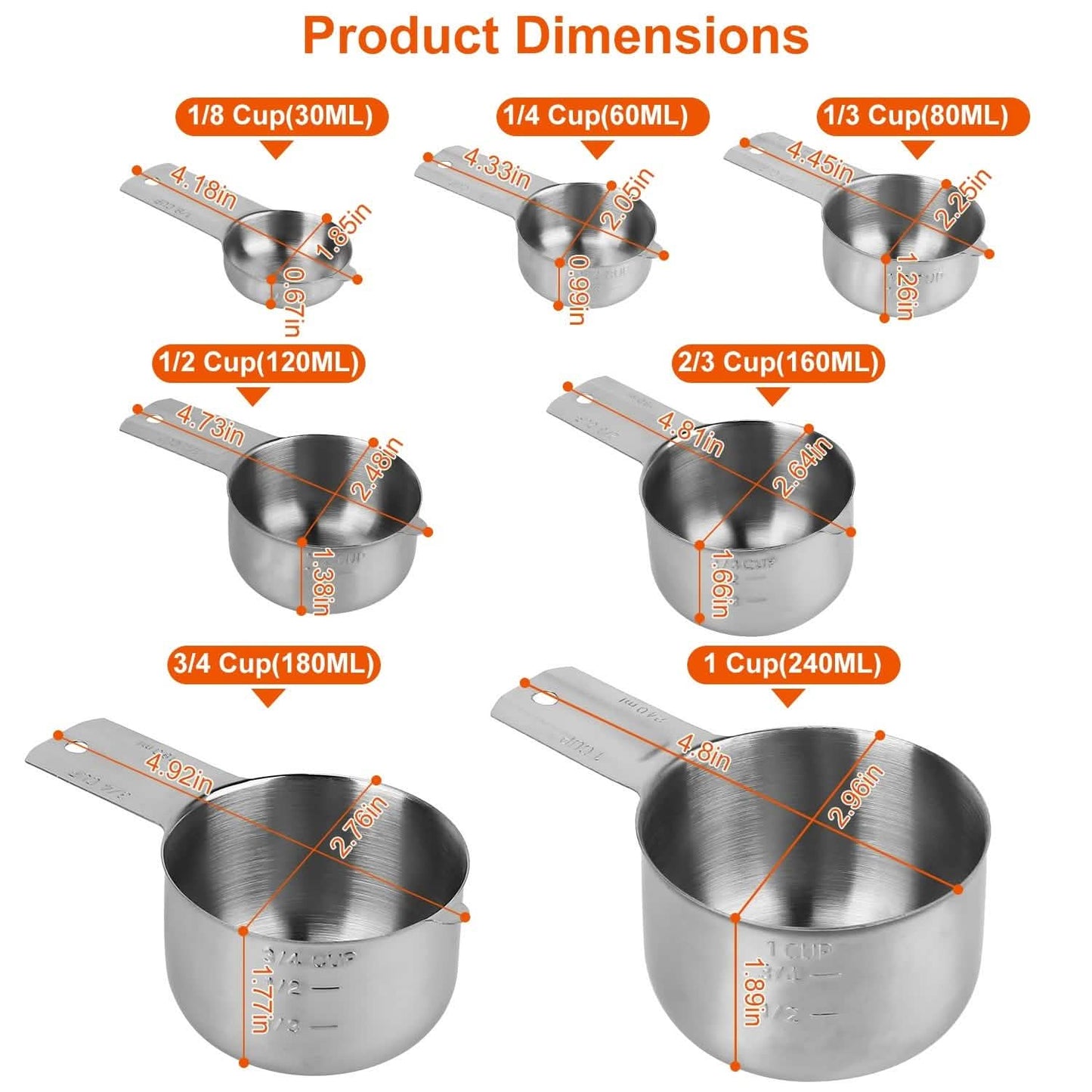 7-Piece: Stainless Steel Measuring Cups DailySale
