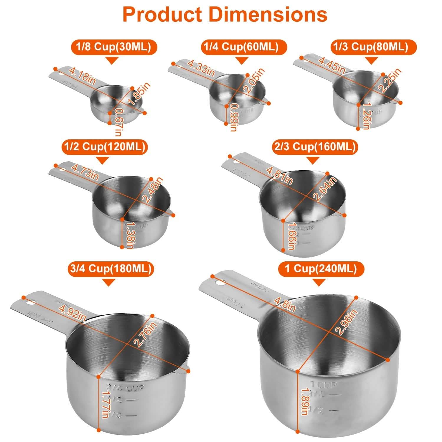 7-Piece: Stainless Steel Measuring Cups DailySale