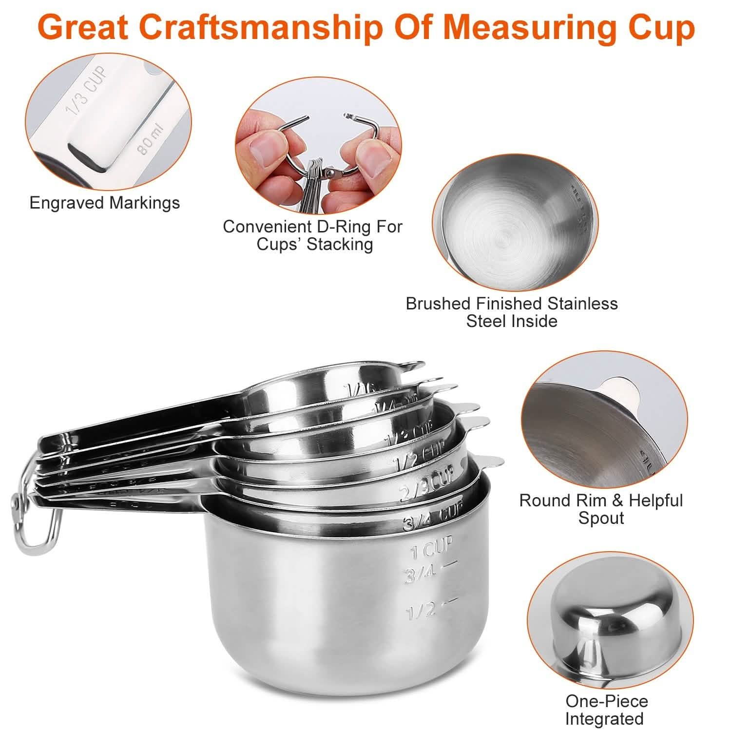 7-Piece: Stainless Steel Measuring Cups DailySale