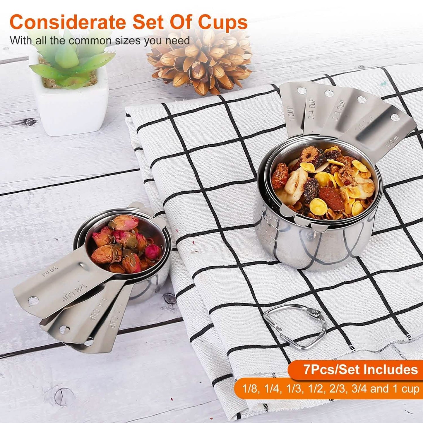 7-Piece: Stainless Steel Measuring Cups DailySale