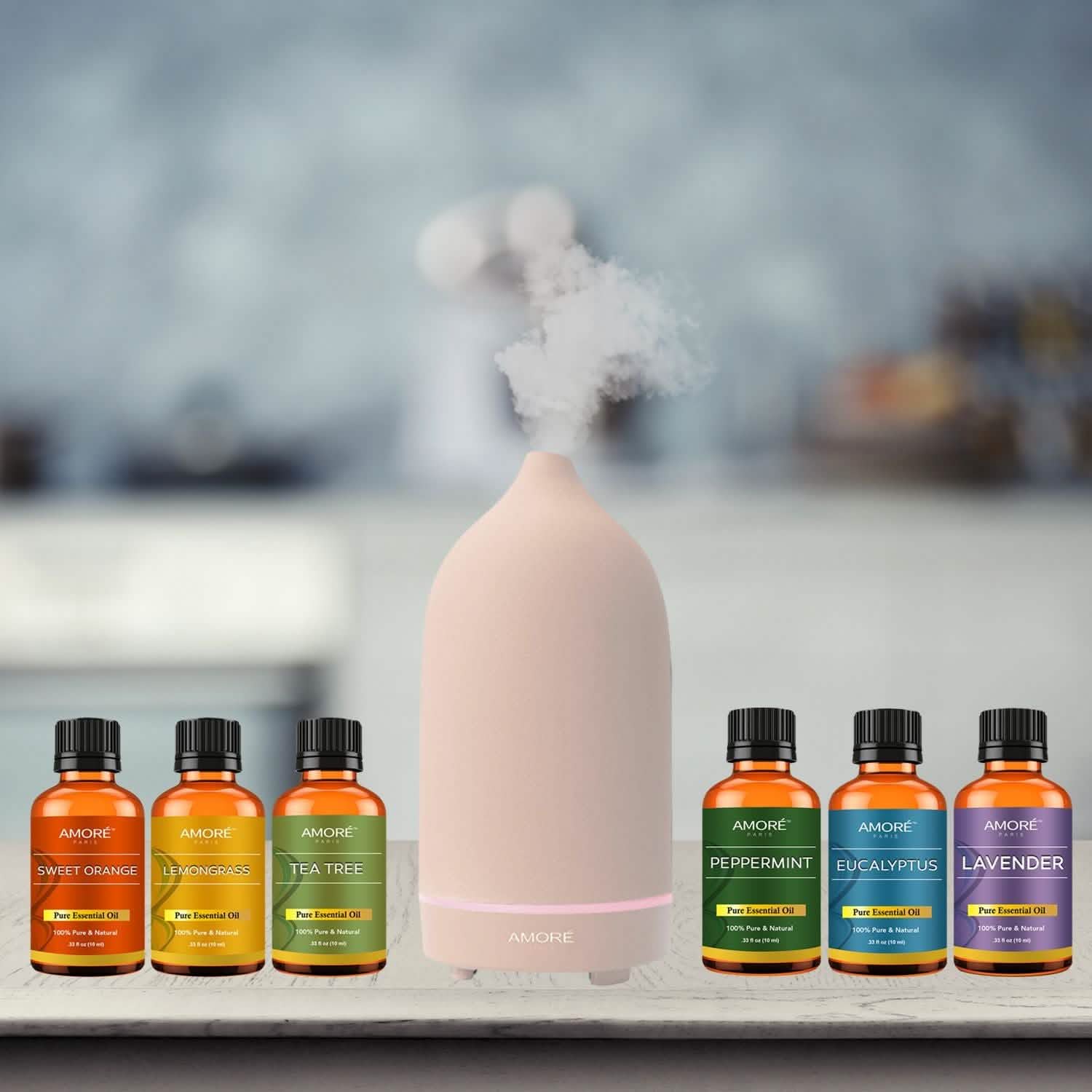 7-Piece: Ultrasonic Aromatherapy Essential Oil Diffuser with Essential Oils DailySale