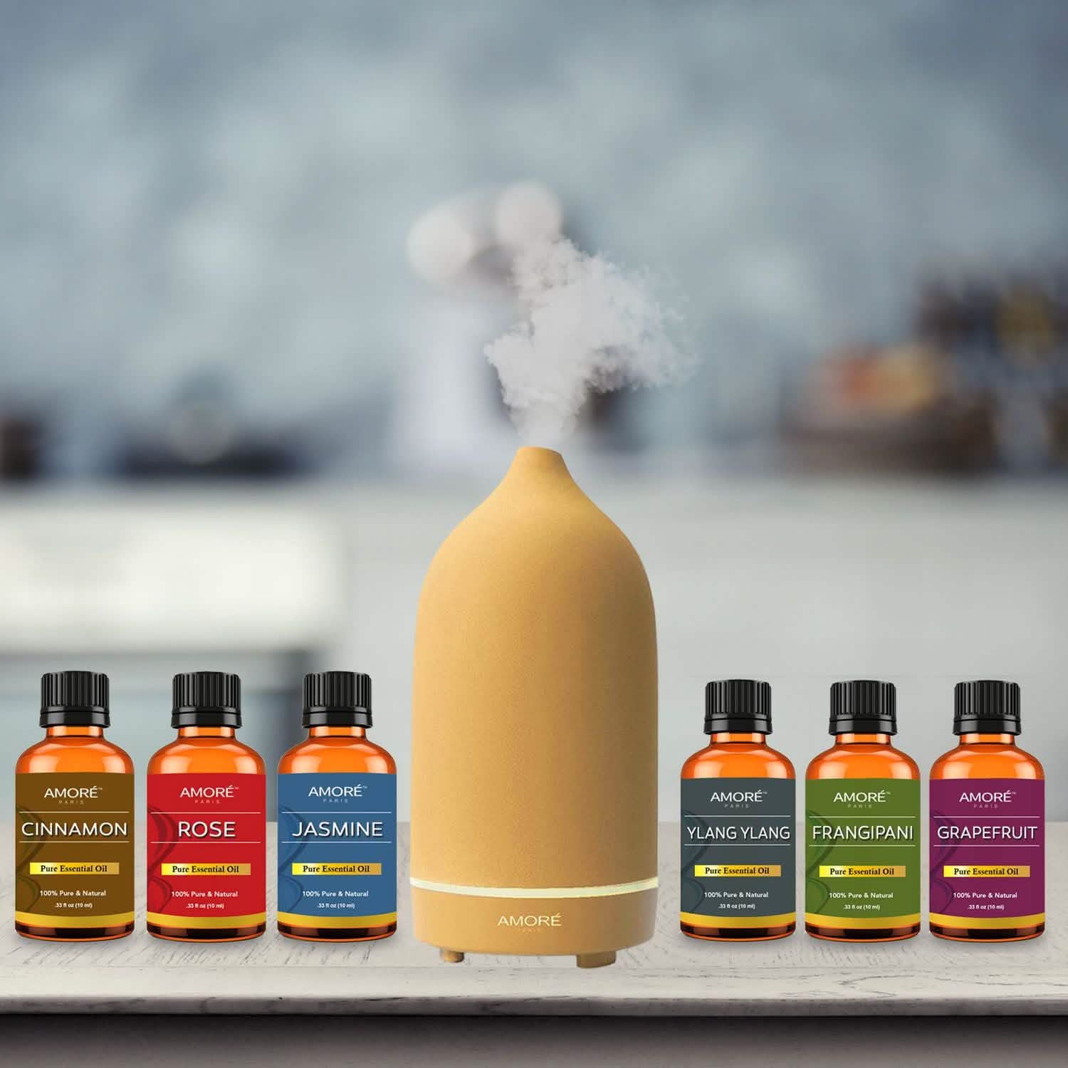 7-Piece: Ultrasonic Aromatherapy Essential Oil Diffuser with Essential Oils DailySale