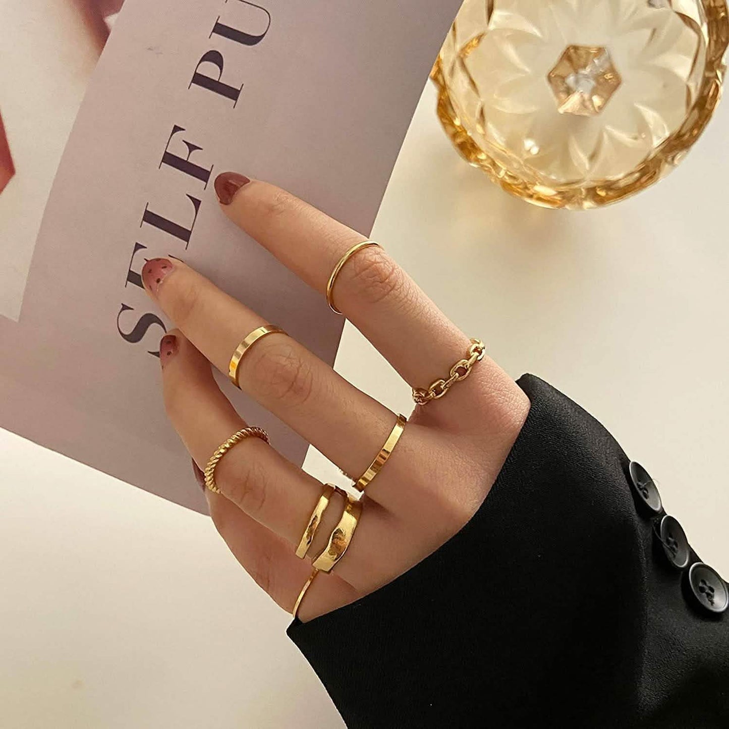 7-Piece: Women's Gold Knuckle Ring Set DailySale