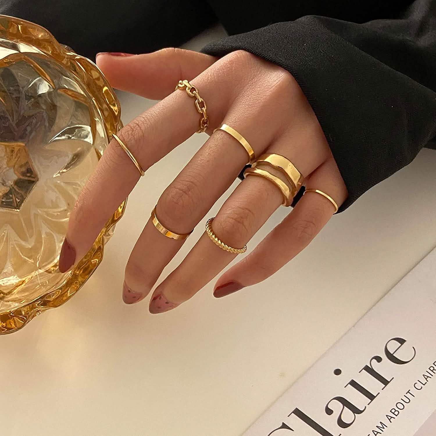 7-Piece: Women's Gold Knuckle Ring Set DailySale