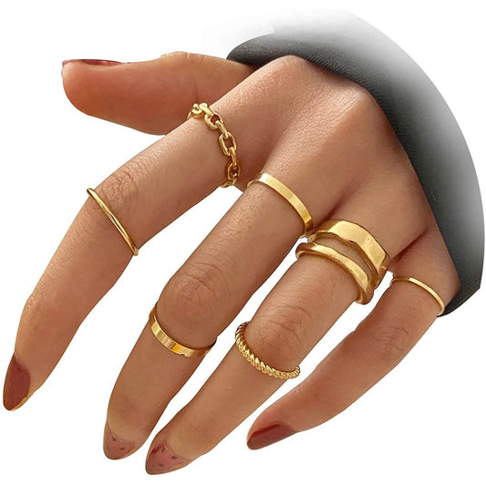 7-Piece: Women's Gold Knuckle Ring Set DailySale