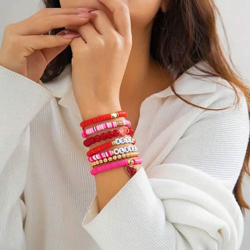 7-Pieces: Fashionable Cute Cartoon Love Heart Charms Pendant Bracelets DailySale