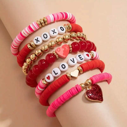 7-Pieces: Fashionable Cute Cartoon Love Heart Charms Pendant Bracelets DailySale