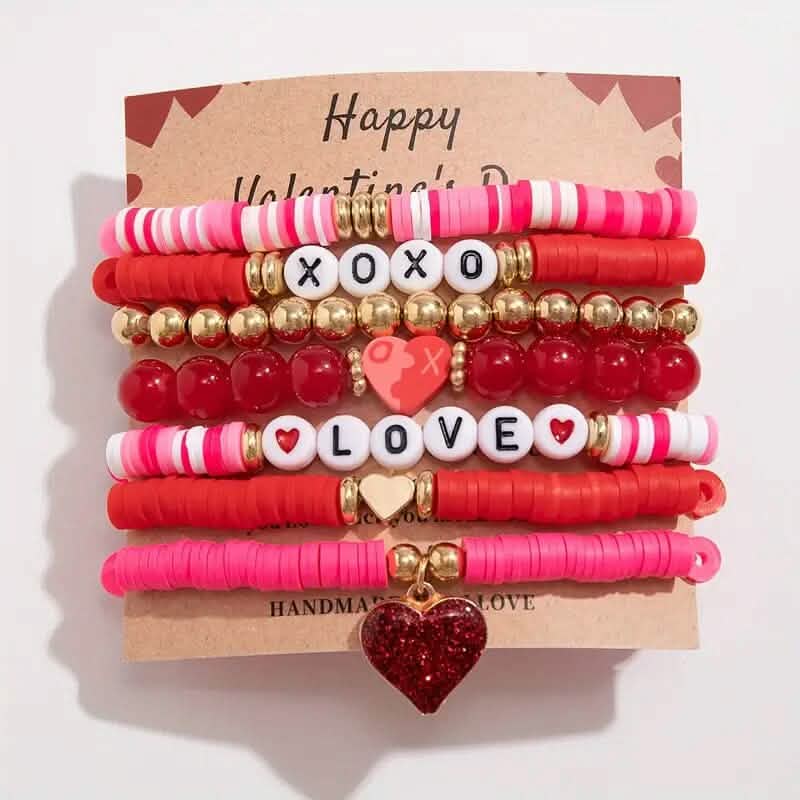 7-Pieces: Fashionable Cute Cartoon Love Heart Charms Pendant Bracelets DailySale