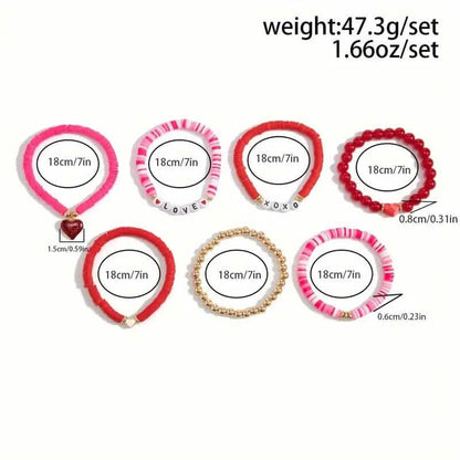 7-Pieces: Fashionable Cute Cartoon Love Heart Charms Pendant Bracelets DailySale