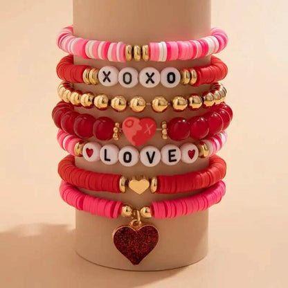 7-Pieces: Fashionable Cute Cartoon Love Heart Charms Pendant Bracelets DailySale