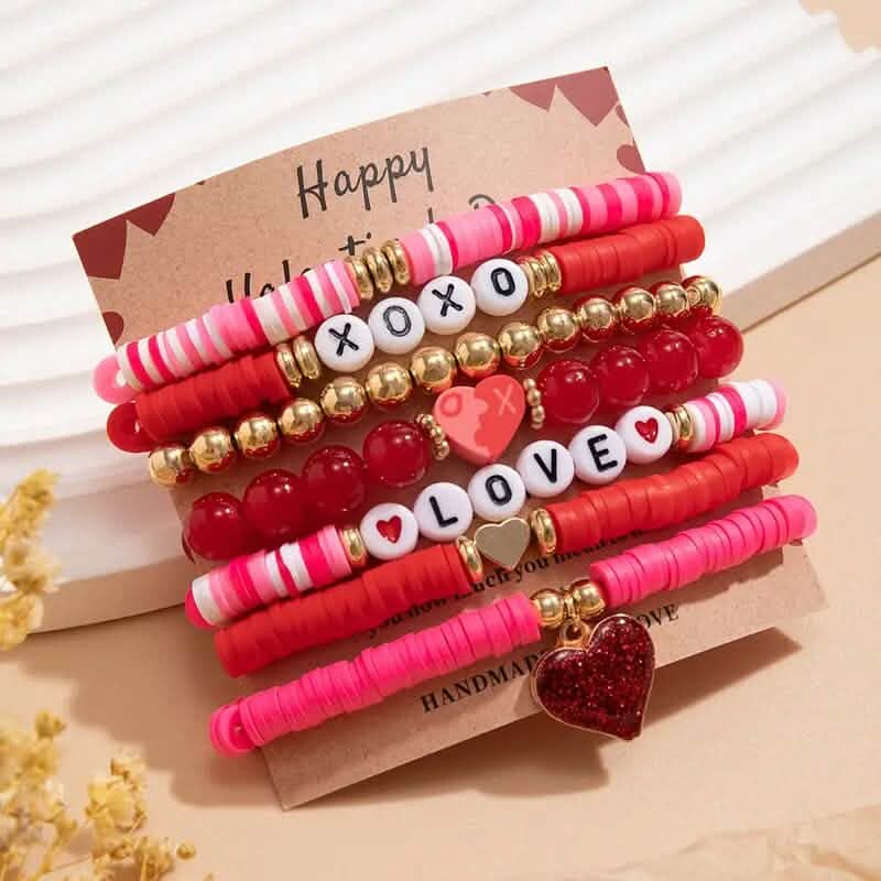 7-Pieces: Fashionable Cute Cartoon Love Heart Charms Pendant Bracelets DailySale