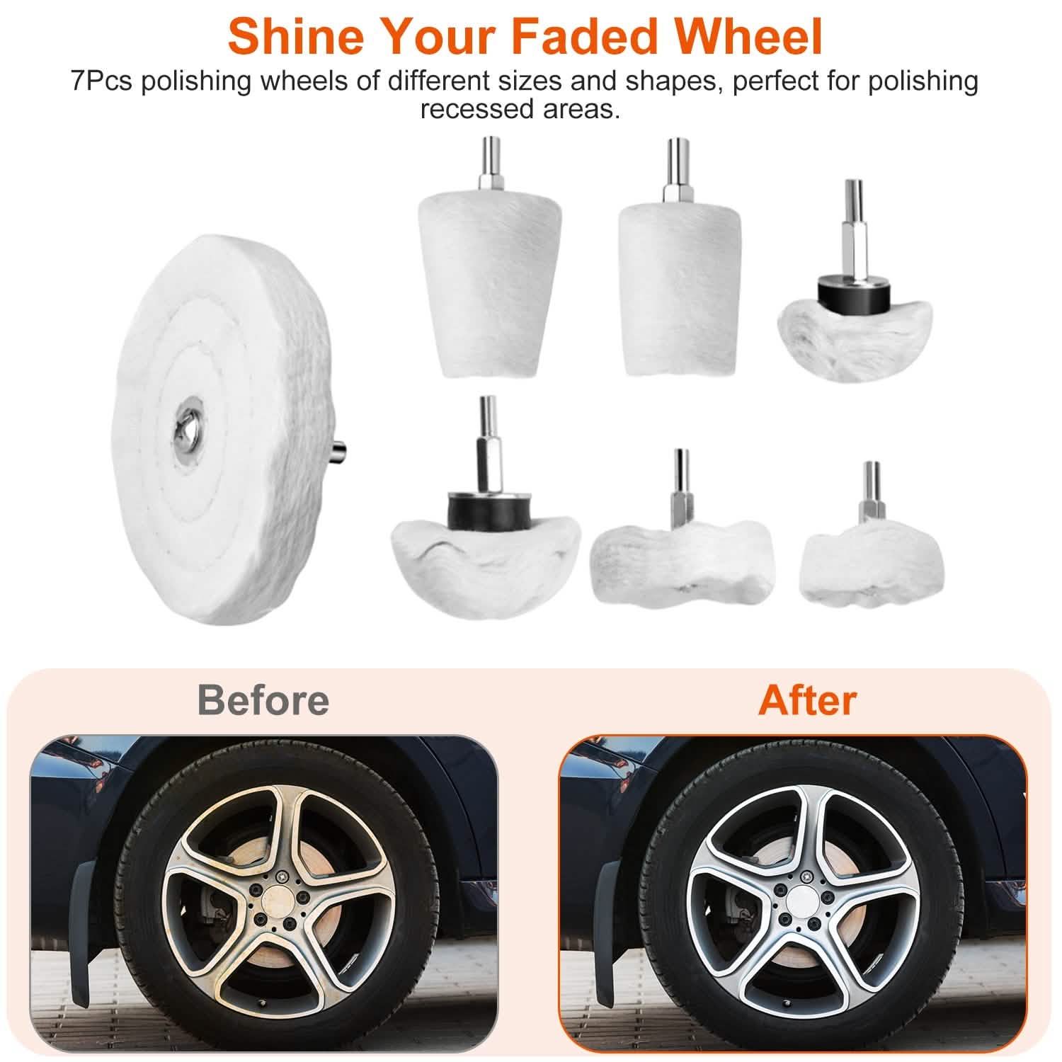 7-Pieces Set: Wheels Polishing Pads Car Buffing DailySale
