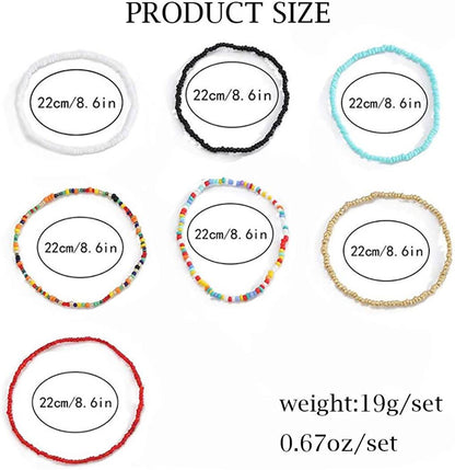 7-Pieces Set: Women's Hand Beaded African Anklet DailySale