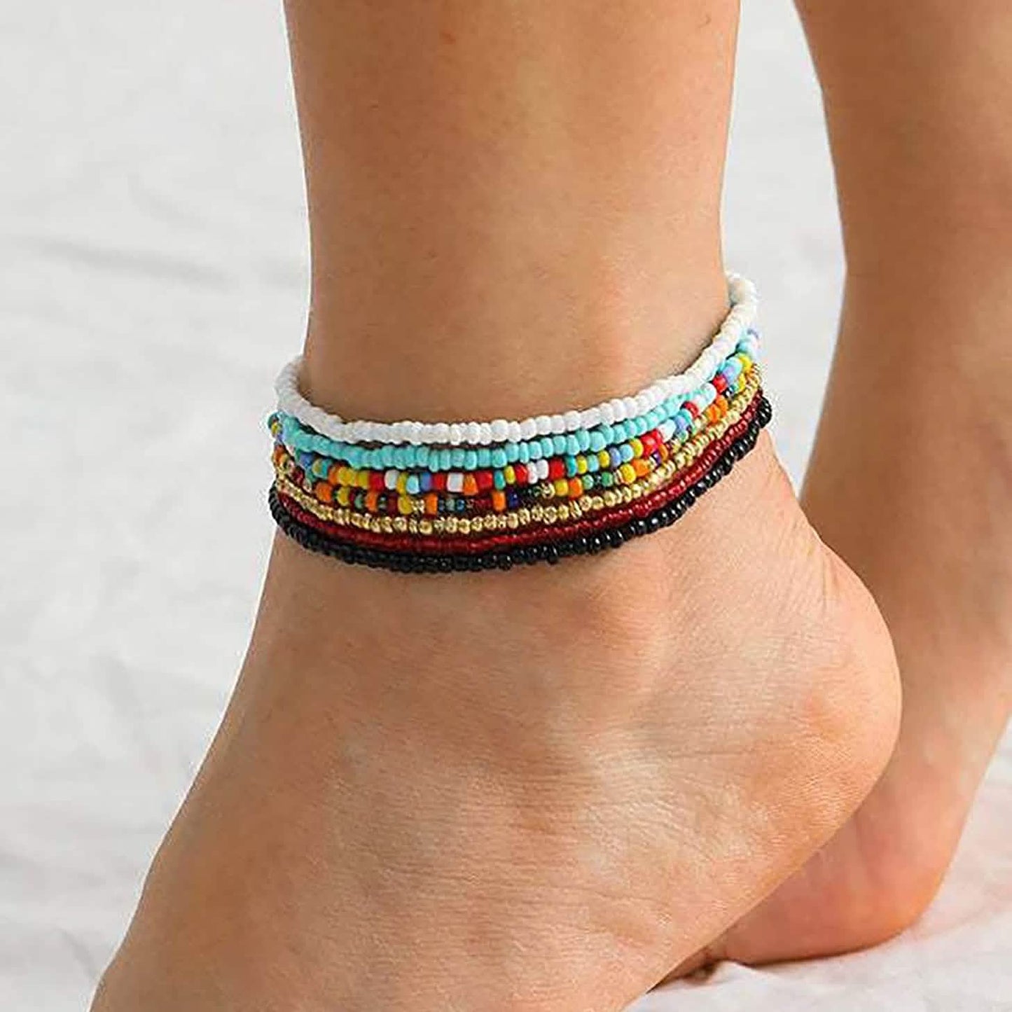 7-Pieces Set: Women's Hand Beaded African Anklet DailySale