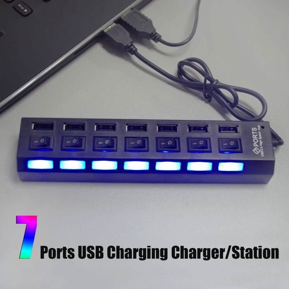 7 Port USB 2.0 Hub High Speed Multiport DailySale