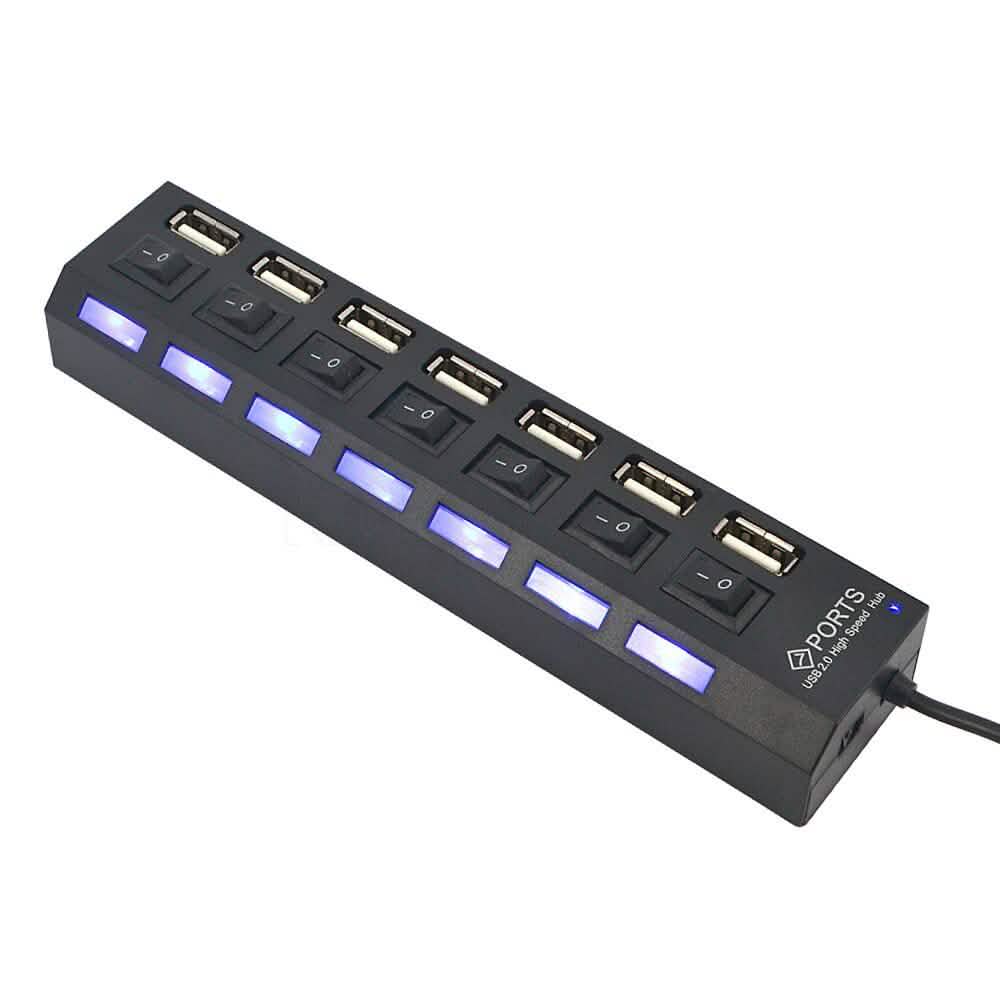 7 Port USB 2.0 Hub High Speed Multiport DailySale