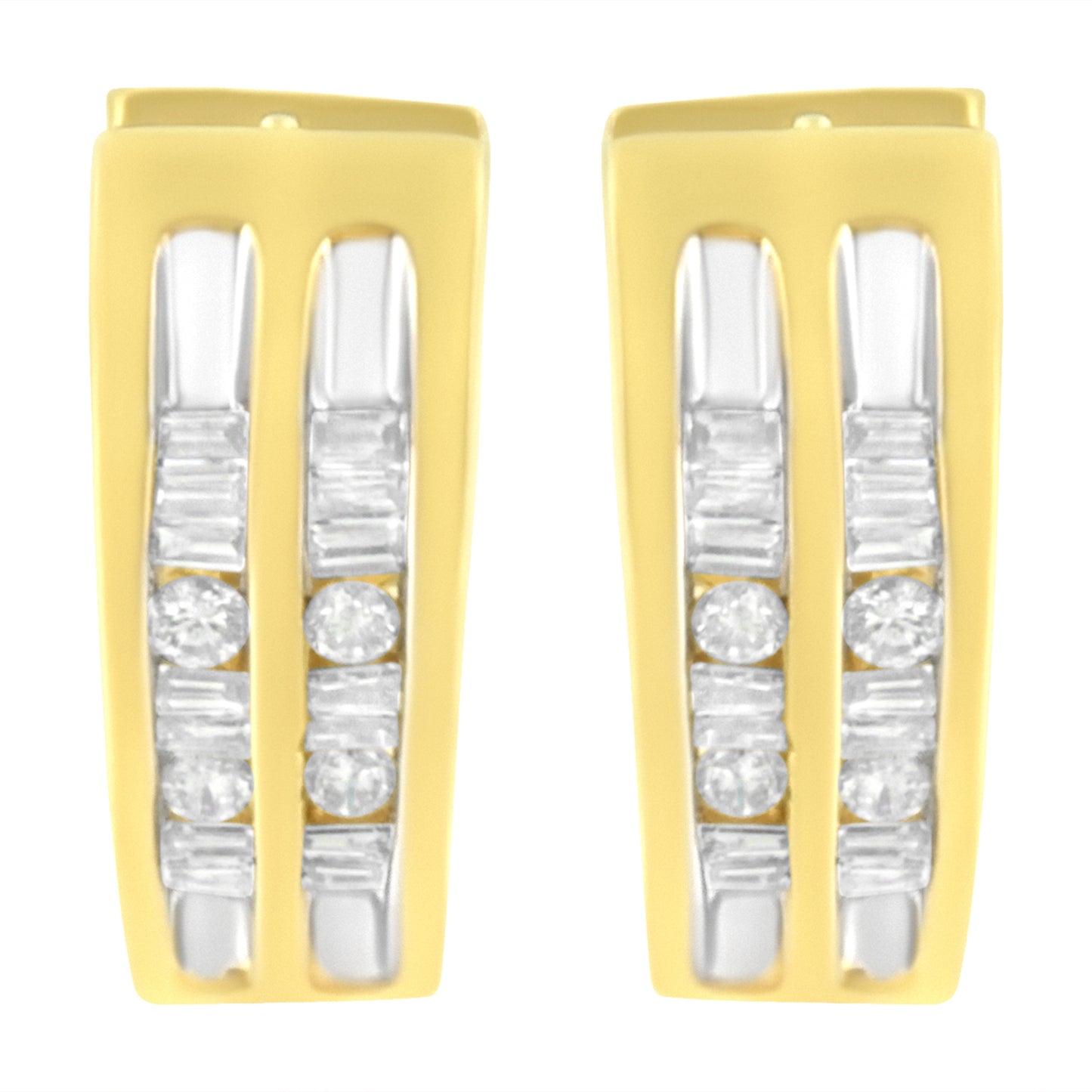10K Yellow Gold 1/2 cttw Diamond Huggy Heart Hoop Earrings (I-J Clarity, I2-I3 Color) Bids.com