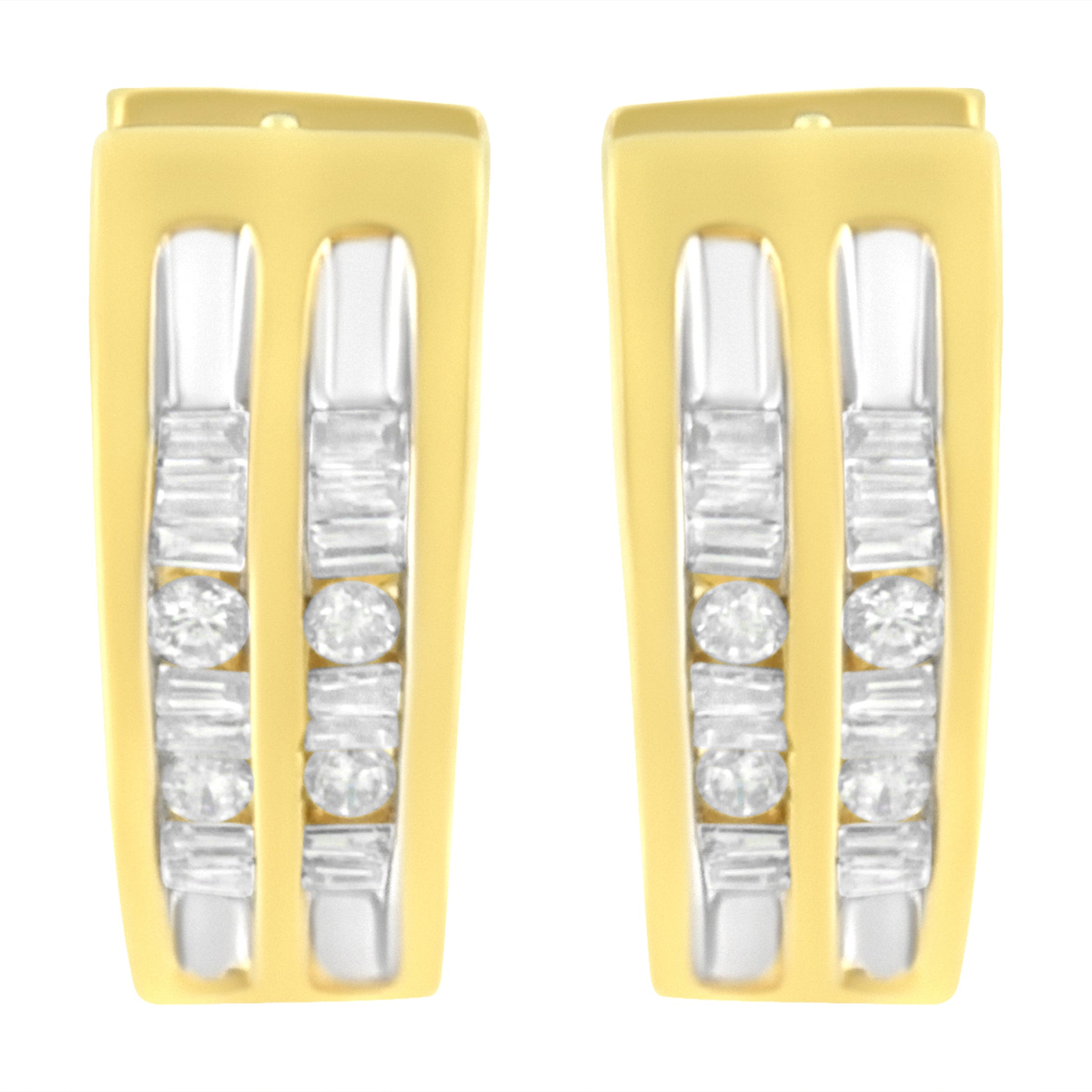 10K Yellow Gold 1/2 cttw Diamond Huggy Heart Hoop Earrings (I-J Clarity, I2-I3 Color) Bids.com
