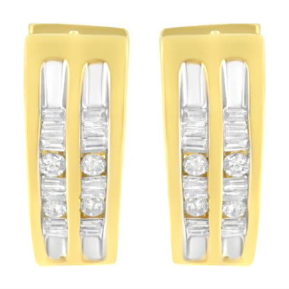 10K Yellow Gold 1/2 cttw Diamond Huggy Heart Hoop Earrings (I-J Clarity, I2-I3 Color) Bids.com
