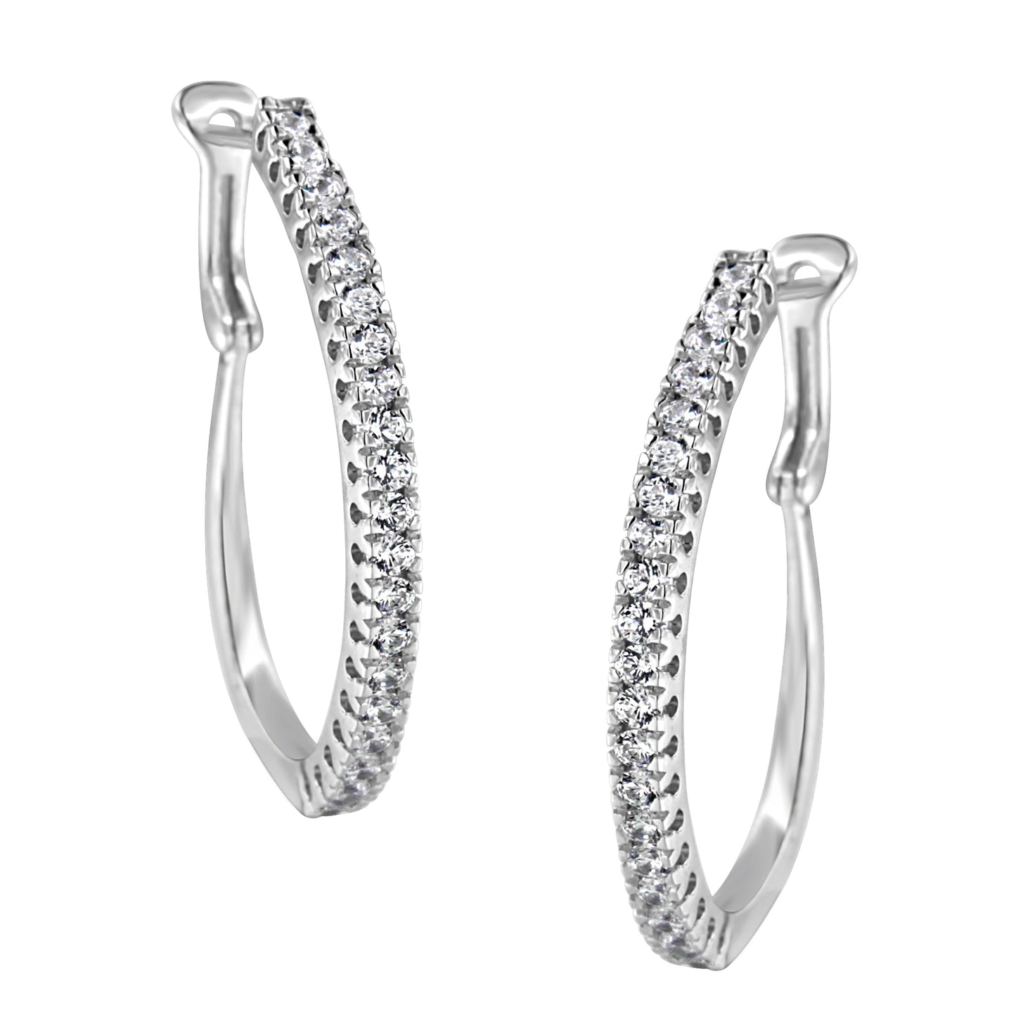 10KT White Gold 1 cttw Diamond Hoop Earrings (I-J Clarity, I2-I3 Color) Bids.com
