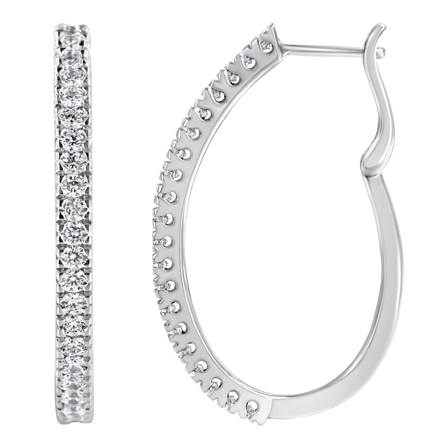 10KT White Gold 1 cttw Diamond Hoop Earrings (I-J Clarity, I2-I3 Color) Bids.com