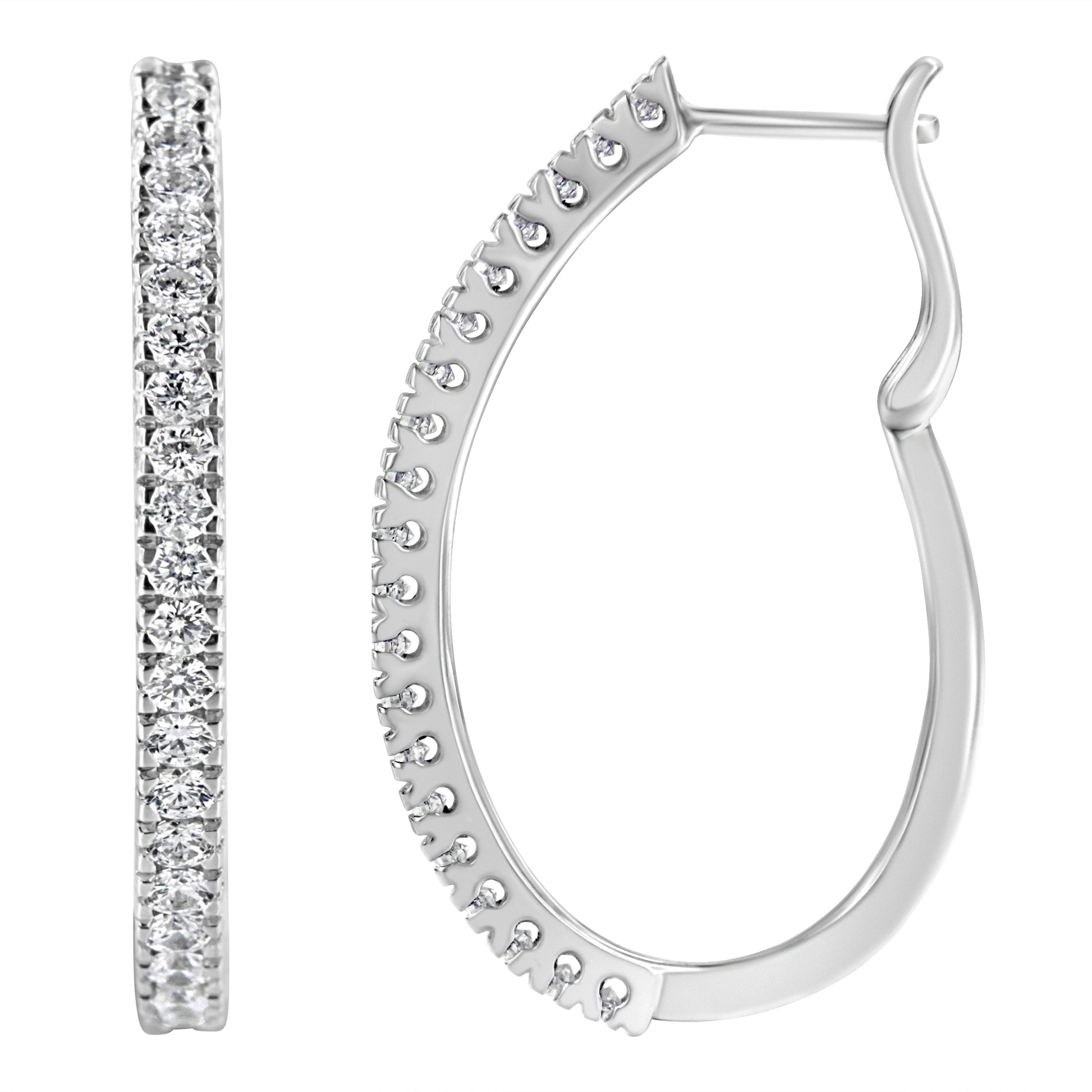 10KT White Gold 1 cttw Diamond Hoop Earrings (I-J Clarity, I2-I3 Color) Bids.com