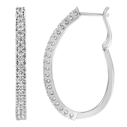 10KT White Gold 1 cttw Diamond Hoop Earrings (I-J Clarity, I2-I3 Color) Bids.com