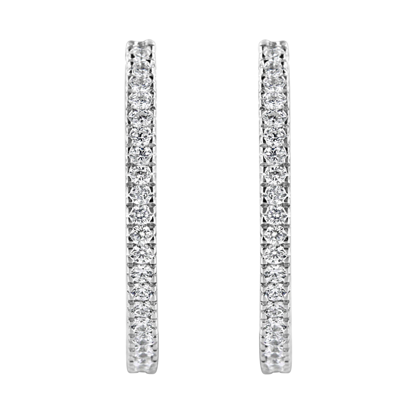 10KT White Gold 1 cttw Diamond Hoop Earrings (I-J Clarity, I2-I3 Color) Bids.com