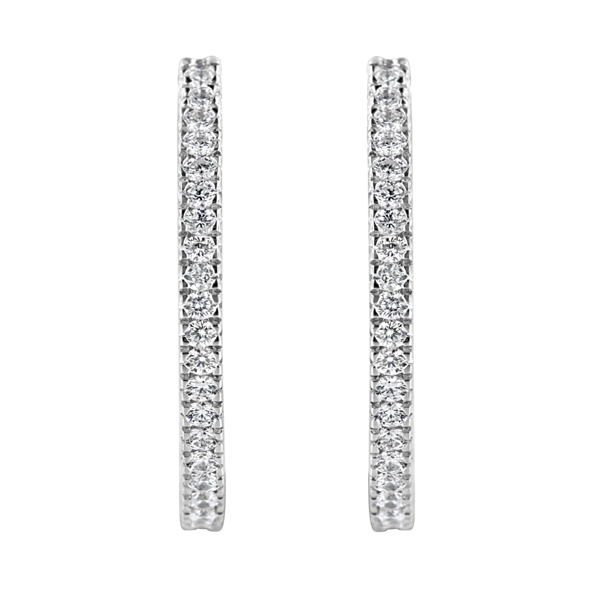 10KT White Gold 1 cttw Diamond Hoop Earrings (I-J Clarity, I2-I3 Color) Bids.com