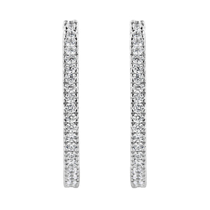 10KT White Gold 1 cttw Diamond Hoop Earrings (I-J Clarity, I2-I3 Color) Bids.com