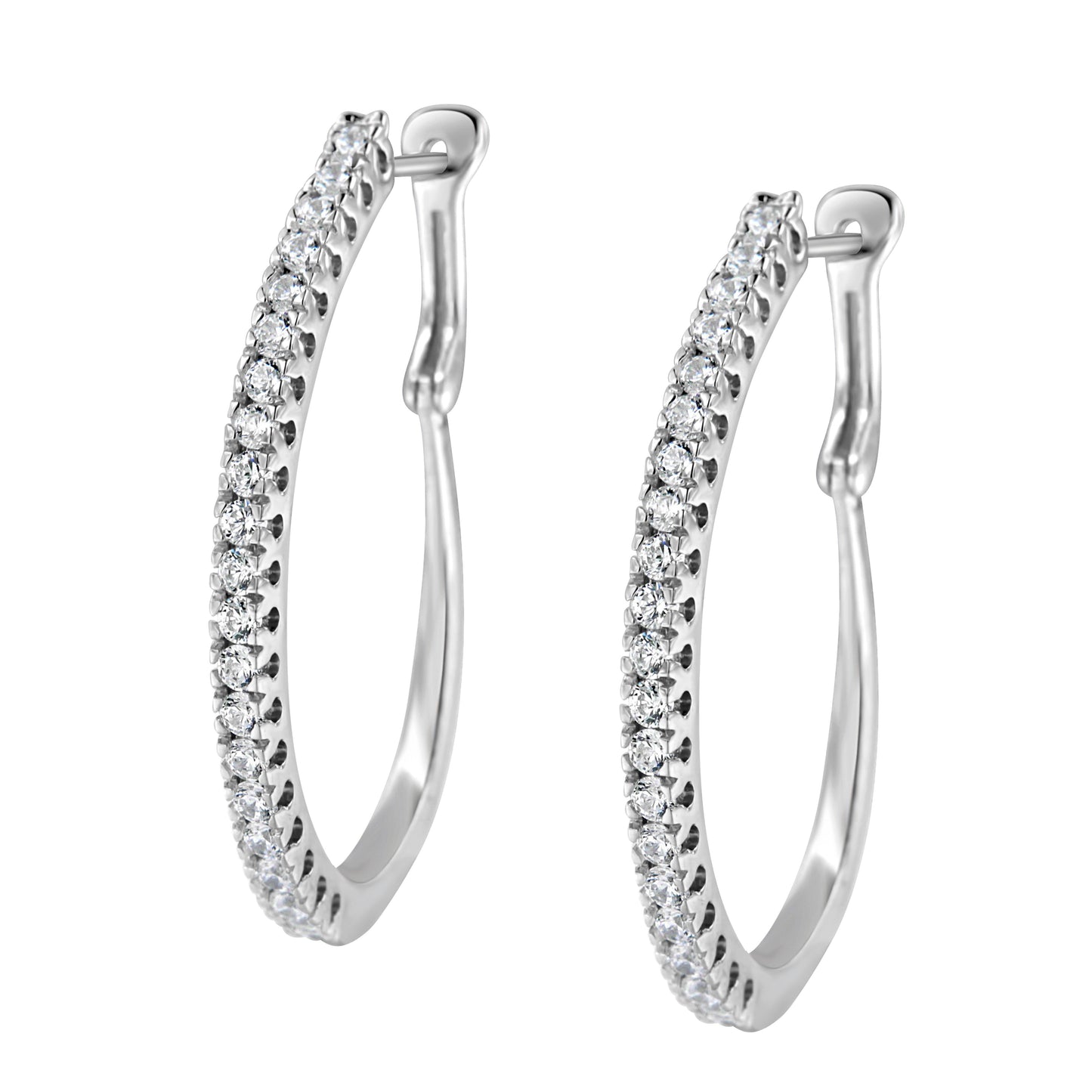 10KT White Gold 1 cttw Diamond Hoop Earrings (I-J Clarity, I2-I3 Color) Bids.com