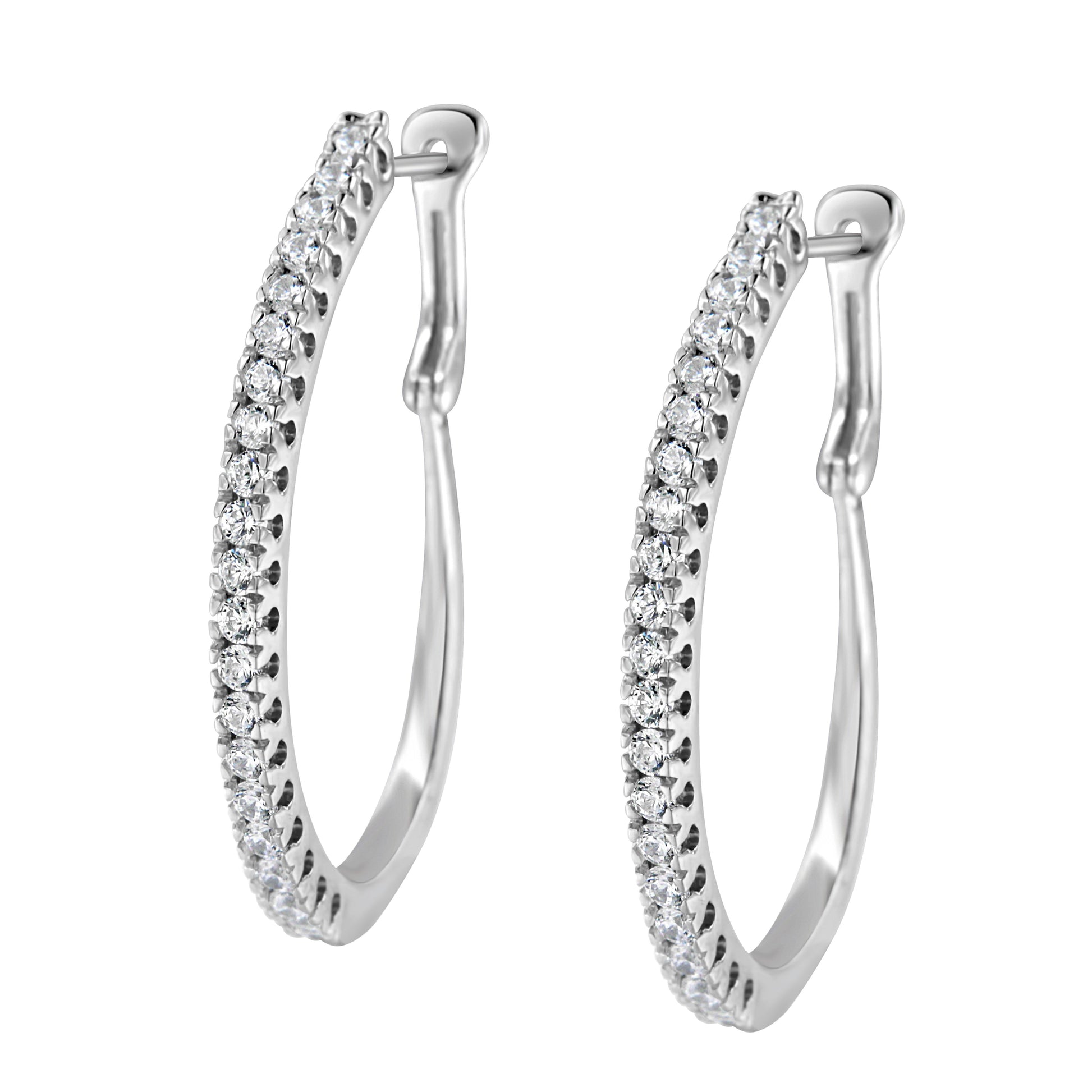 10KT White Gold 1 cttw Diamond Hoop Earrings (I-J Clarity, I2-I3 Color) Bids.com