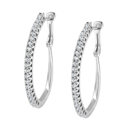 10KT White Gold 1 cttw Diamond Hoop Earrings (I-J Clarity, I2-I3 Color) Bids.com